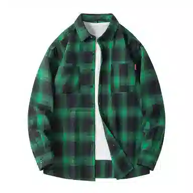 美式复古黑白格子衬衫宽松休闲简约学院风单穿叠穿外穿日系复古单排扣垂感宽松显瘦翻领长袖条纹衬衫 男女同款