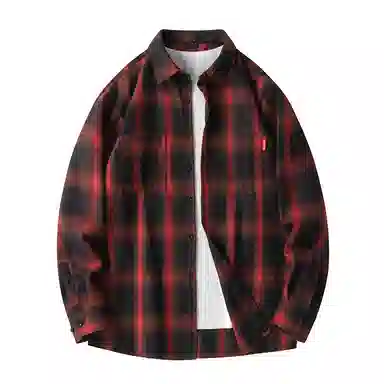 美式复古黑白格子衬衫宽松休闲简约学院风单穿叠穿外穿日系复古单排扣垂感宽松显瘦翻领长袖条纹衬衫 男女同款