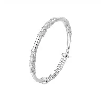 华髻 繁花似锦系列 新中式 轻奢小众开口可调节素圈实心 合金 手镯 女款