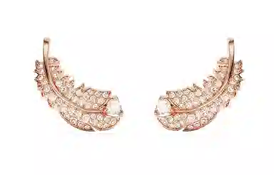 Swarovski Feather Rose Gold Earrings
