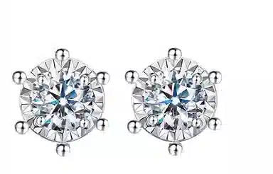 Rareme Classic Six Prong 18k Gold Diamond Stud Earrings