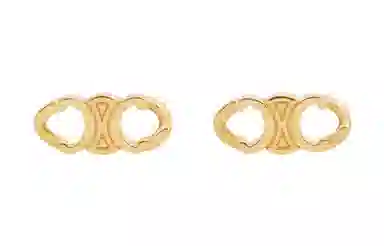 CELINE Triomphe Gourmette Gold Earrings