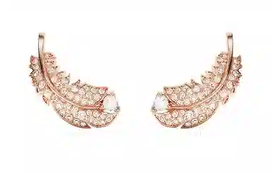 Swarovski Feather Rose Gold Earrings