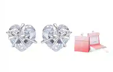 CAROMAY Butterfly Heart Earrings Silver