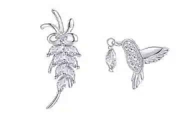 秦福炫 蓝桉已遇释槐鸟小众设计 高级个性耳饰 合金 耳钉 女款 玫瑰金 银色 金色