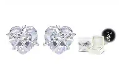 CAROMAY Butterfly Heart Earrings Silver