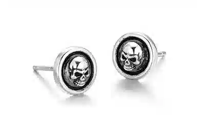 IDEAGEMER Silver Skull Earrings