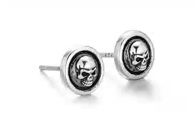 IDEAGEMER Silver Skull Earrings