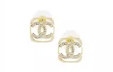 CHANEL Hollow Metal Earrings Gold