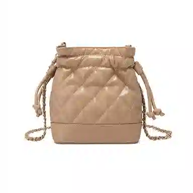 稻草人 小香风菱格链条 聚氨酯革 斜挎包 常规 女款 雅典黑/坚果杏/杏仁白