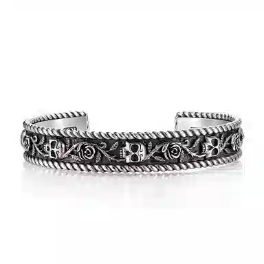 IDEAGEMER Skull Rose Bracelet 925 Silver