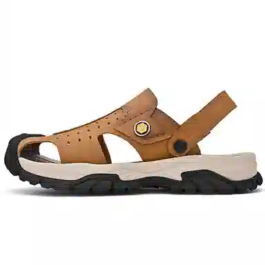 季公羊 二层牛皮 时尚舒适 沙滩凉鞋 男款