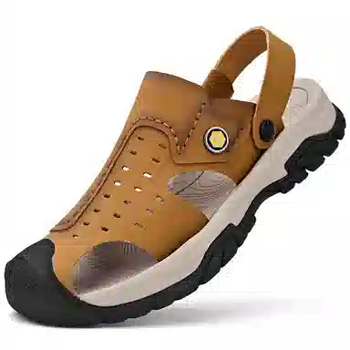 季公羊 二层牛皮 时尚舒适 沙滩凉鞋 男款