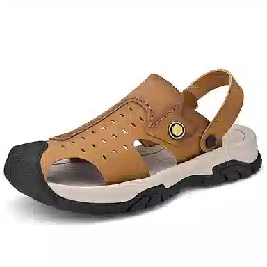 季公羊 二层牛皮 时尚舒适 沙滩凉鞋 男款