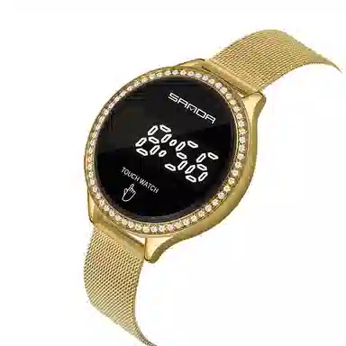 三达电子机芯 织物表带 国表 女表 黑色表盘 时尚魅力简约