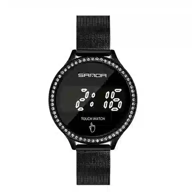 三达电子机芯 织物表带 国表 女表 黑色表盘 时尚魅力简约