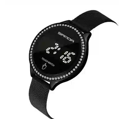 三达电子机芯 织物表带 国表 女表 黑色表盘 时尚魅力简约