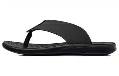 木林森 皮革 百搭时尚 人字拖鞋 男款 黑色