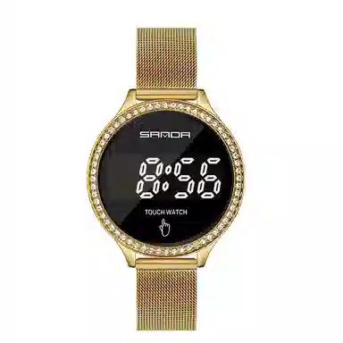 三达电子机芯 织物表带 国表 女表 黑色表盘 时尚魅力简约