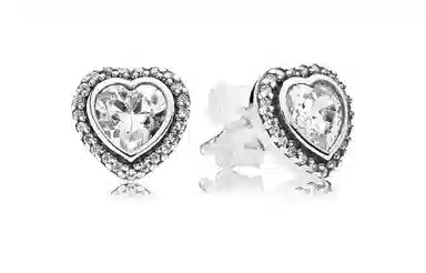 Pandora Heart Stud Earrings 925 Silver