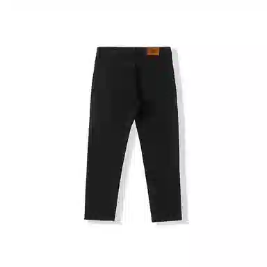 我是大卫 美式纯色拉链复古水洗九分牛仔裤 男女同款 黑色