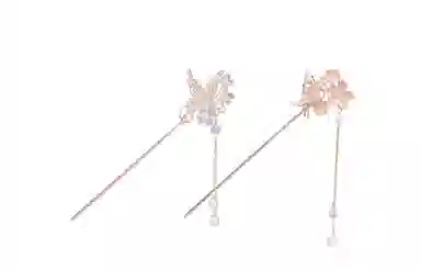 牧言 蝴蝶流苏 新中式简约小众设计高级感 镂空蝶梦极光幻彩花朵古风汉服旗袍步摇 发簪 女款