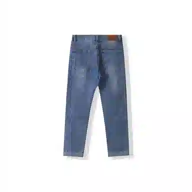 我是大卫 破洞修身中腰拉链牛仔裤 男女同款 蓝色