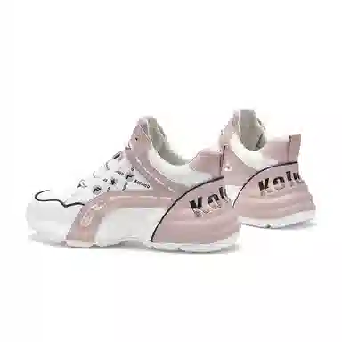 哥仑步 好点舒适 透气吸汗支撑平衡 中帮 老爹鞋 女款 白粉