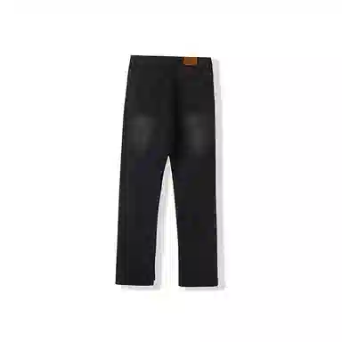 我是大卫 复古深色开叉宽松直筒牛仔裤 男女同款 黑色