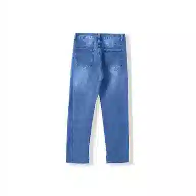 我是大卫 休闲直筒毛边宽松牛仔裤 男女同款 蓝色