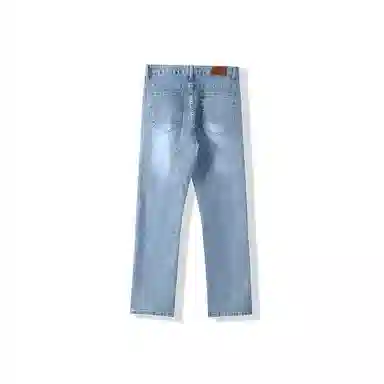 我是大卫 韩系简约百搭直筒宽松舒适牛仔裤 男女同款 浅蓝色