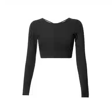 达兹 纯色圆领背部镂空美瑜伽长袖跑步普拉提健身衣 女款