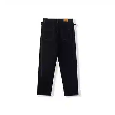 我是大卫 水洗复古做旧休闲宽松直筒阔腿牛仔裤 男女同款 黑色