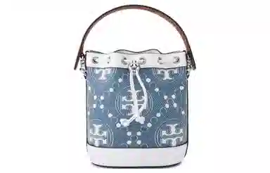 Tory Burch T Monogram Bucket Bag Pearl Blue