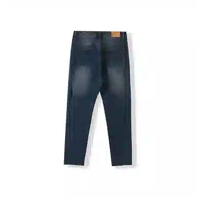 我是大卫 美式破洞修身百搭小脚九分牛仔裤 男女同款 深蓝色