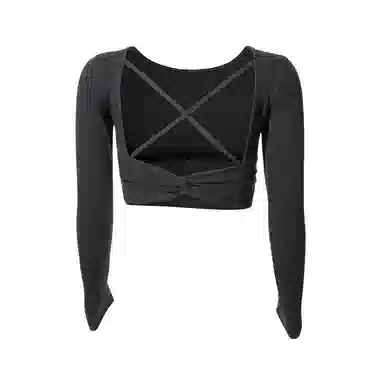 达兹 纯色圆领背部镂空美瑜伽长袖跑步普拉提健身衣 女款