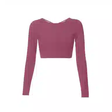 达兹 纯色圆领背部镂空美瑜伽长袖跑步普拉提健身衣 女款