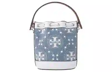Tory Burch T Monogram Bucket Bag Pearl Blue