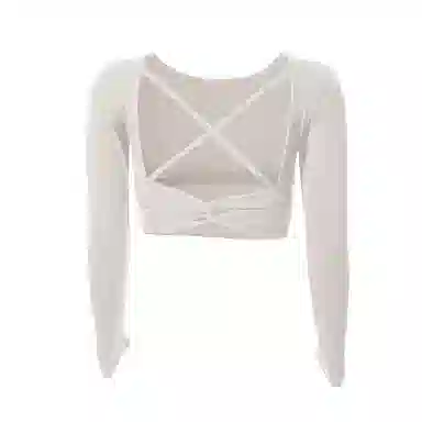 达兹 纯色圆领背部镂空美瑜伽长袖跑步普拉提健身衣 女款