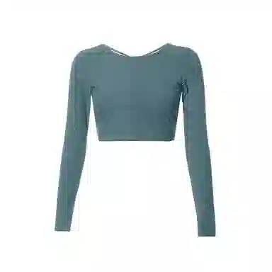 达兹 纯色圆领背部镂空美瑜伽长袖跑步普拉提健身衣 女款