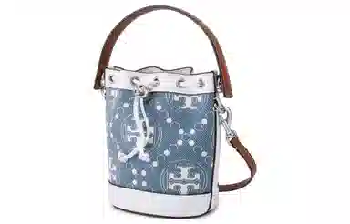Tory Burch T Monogram Bucket Bag Pearl Blue
