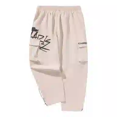 三体 文明水滴系列 基础款简约趣味涂鸦印花百搭抽绳宽松垂感直筒可调节脚口美式复古高街潮牌时尚舒适多巴胺休闲裤 男女同款