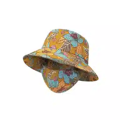 祎步康 民族风采茶帽子防晒口罩一体盆帽 棉质 渔夫帽 女款