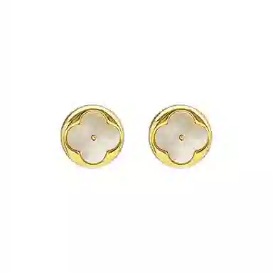 伊灿 四叶草图案 电镀真金 耳钉 女款