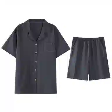 歌倩雅 夏季纯棉短袖纯色凉感休闲短裤睡衣套装 男款