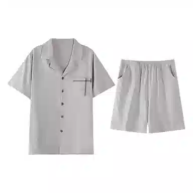 歌倩雅 夏季纯棉短袖全棉休闲短裤青少年家居服睡衣套装 男款