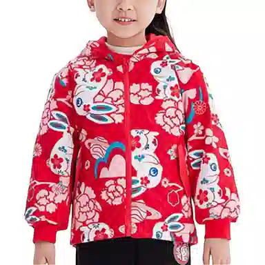 安踏儿童 拉链连帽双面穿运动外套夹克 儿童款 红色