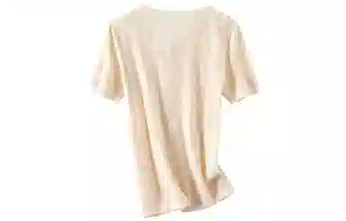 恒源祥 菱格镂空圆领短袖针织衫 女款