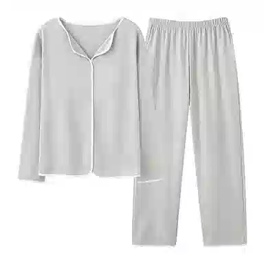 欧迪芬 纯棉翻领纯色舒适透气睡衣套装 女款 绿色