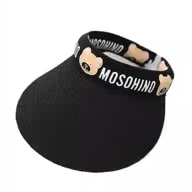 祎步康 户外空顶帽遮阳 聚酯纤维 卡通小熊发箍编织防晒帽 儿童款